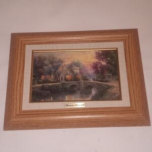 Thomas Kinkade, Cobblestone Bridge Framed Print